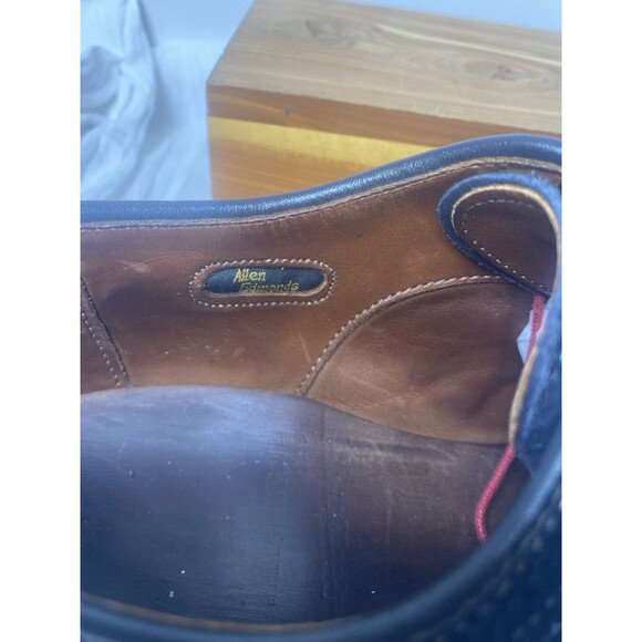 Allen Edmonds Spiaggia Shoes 7 Navy Blue Suede Leather Longwing Blucher Gumlite - Picture 14 of 15